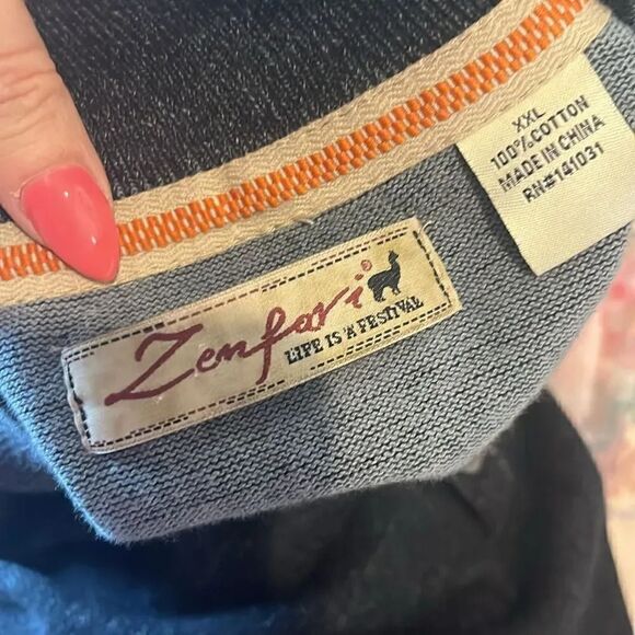 Zenfari Life is a Festival Cotton 1/4 Button Pullover, XXL! - Picture 8 of 10